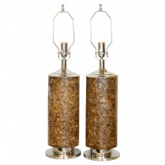 Pair of resin amber table lamps